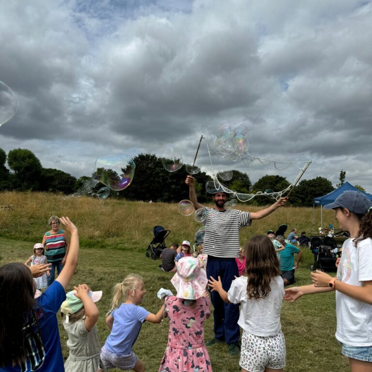 children learning circus skills at the jubilee community arboretum, cirencester park
